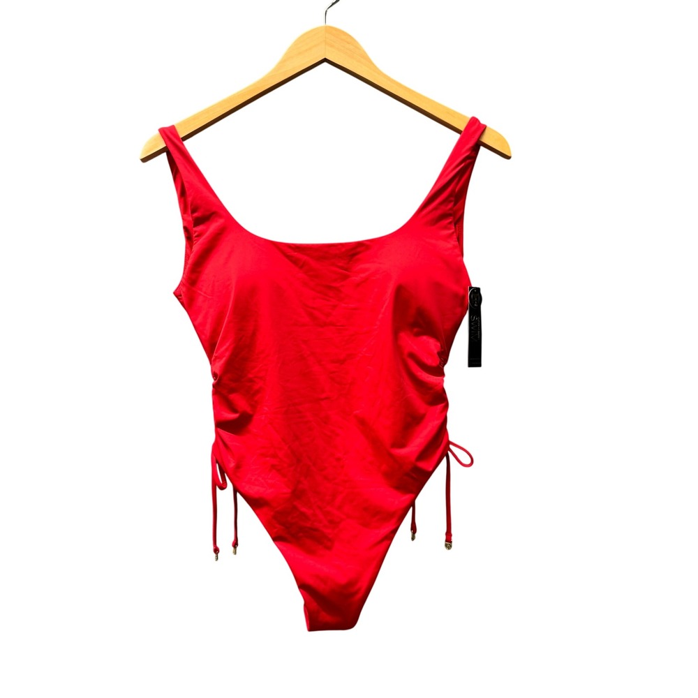 Victoria Secret One Piece Womens Small Ruched Side Itsy Red Swimsuit NEW